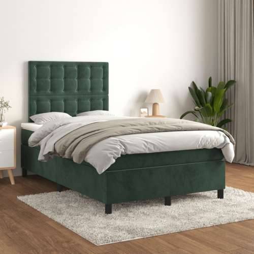 Box spring krevet s madracem tamnozeleni 120x200 cm baršunasti - Tamnozelena 120 x 200 cm gumbi Cijena