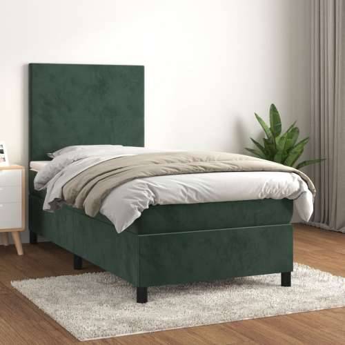 Box spring krevet s madracem tamnozeleni 90x190 cm baršunasti - Tamnozelena 90 x 190 cm Gladak dizajn Cijena