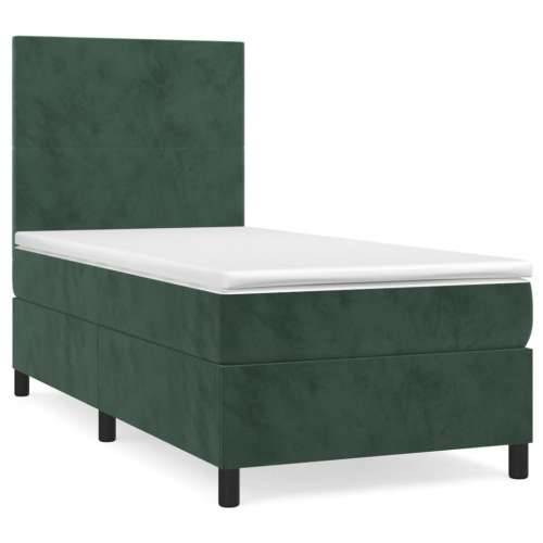 Box spring krevet s madracem tamnozeleni 90x190 cm baršunasti - Tamnozelena 90 x 190 cm Gladak dizajn Cijena