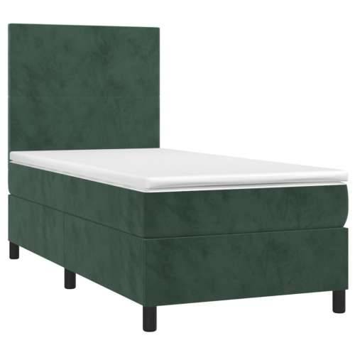 Box spring krevet s madracem tamnozeleni 90x190 cm baršunasti - Tamnozelena 90 x 190 cm Gladak dizajn Cijena