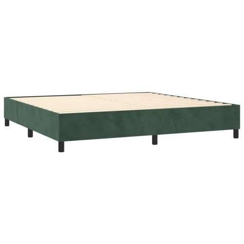 Krevet s oprugama i madracem tamnozeleni 200x200 cm baršunasti - Tamnozelena 200 x 200 cm vodoravne pruge Cijena