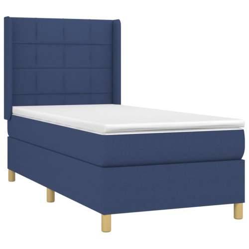 Krevet s oprugama i madracem plavi 90 x 190 cm od tkanine - Plava 90 x 190 cm Blok s kvadratima Cijena
