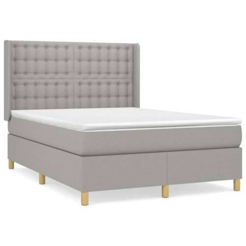 Krevet box spring s madracem svjetlosivi 140x200 cm od tkanine - Svjetlosiva 140 x 200 cm gumbi Cijena