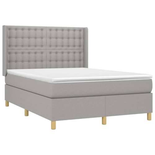 Krevet box spring s madracem svjetlosivi 140x200 cm od tkanine - Svjetlosiva 140 x 200 cm gumbi Cijena