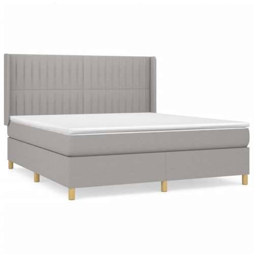 Krevet box spring s madracem svjetlosiva 160x200 cm tkanina - Svjetlosiva 160 x 200 cm Okomite pruge Cijena