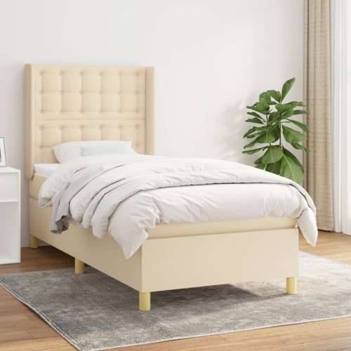 Krevet s oprugama i madracem krem 90 x 200 cm od tkanine - Krema 90 x 200 cm gumbi Cijena