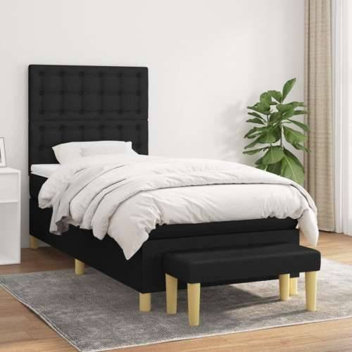 Krevet s oprugama i madracem crni 100 x 200 cm od tkanine - Crna 100 x 200 cm gumbi Cijena