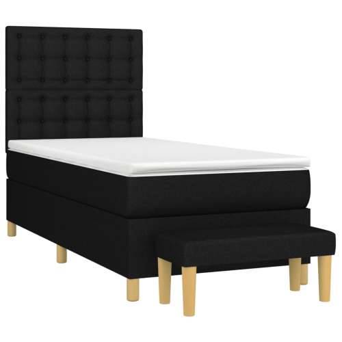 Krevet s oprugama i madracem crni 100 x 200 cm od tkanine - Crna 100 x 200 cm gumbi Cijena
