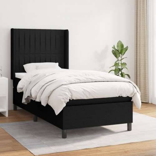 Krevet s oprugama i madracem crni 90x200 cm od tkanine - Crna 90 x 200 cm Okomite pruge Cijena