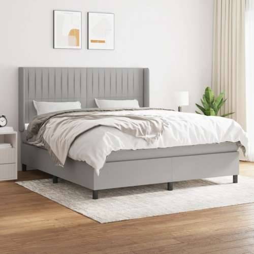 Krevet box spring s madracem svjetlosiva 160x200 cm tkanina - Svjetlosiva 160 x 200 cm Okomite pruge Cijena