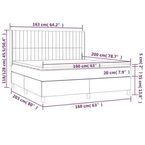 Krevet box spring s madracem svjetlosiva 160x200 cm tkanina - Svjetlosiva 160 x 200 cm Okomite pruge Cijena