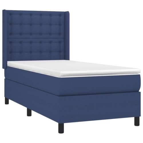 Krevet s oprugama i madracem plavi 90 x 190 cm od tkanine - Plava 90 x 190 cm gumbi Cijena