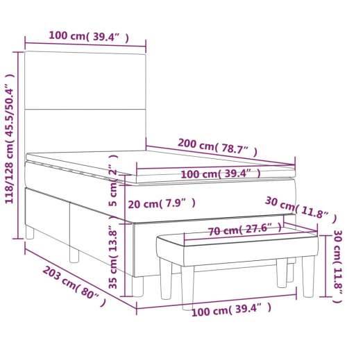Krevet s oprugama i madracem crni 100 x 200 cm od tkanine - Crna 100 x 200 cm Gladak dizajn Cijena