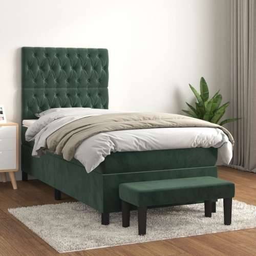 Box spring krevet s madracem tamnozeleni 80 x 200 cm baršunasti - Tamnozelena 80 x 200 cm Dizajn s gumbima Cijena