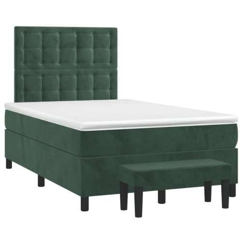 Box spring krevet s madracem tamnozeleni 120x200 cm baršunasti - Tamnozelena 120 x 200 cm gumbi Cijena