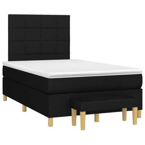 Krevet s oprugama i madracem crni 120 x 200cm od tkanine - Crna 120 x 200 cm Blok s kvadratima Cijena