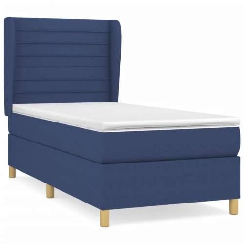 Krevet s oprugama i madracem plavi 80x200 cm od tkanine - Plava 80 x 200 cm vodoravne pruge Cijena