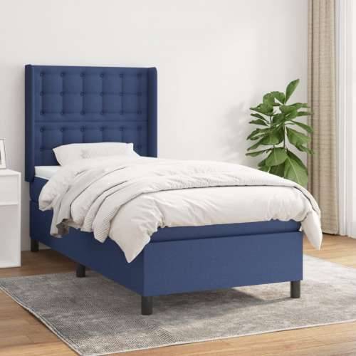 Krevet s oprugama i madracem plavi 90 x 200 cm od tkanine - Plava 90 x 200 cm gumbi Cijena