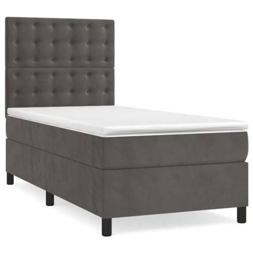 Box spring krevet s madracem tamnosivi 90x200 cm baršunasti - Tamno siva 90 x 200 cm gumbi Cijena