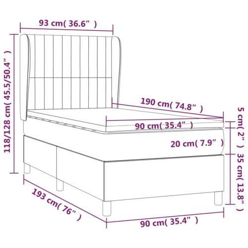 Krevet s oprugama i madracem plavi 90 x 190 cm od tkanine - Plava 90 x 190 cm Okomite pruge Cijena