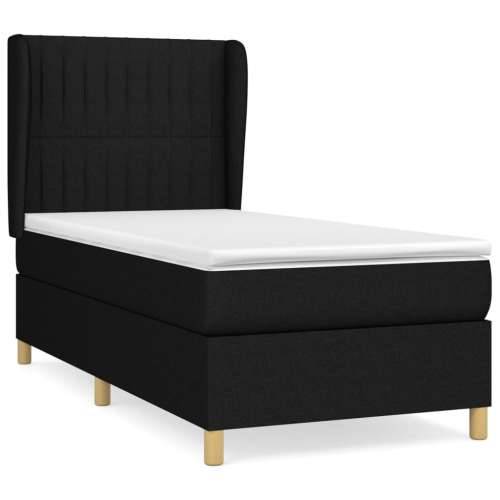 Krevet s oprugama i madracem crni 90x200 cm od tkanine - Crna 90 x 200 cm Okomite pruge Cijena