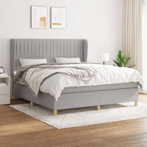 Krevet box spring s madracem svjetlosiva 160x200 cm tkanina - Svjetlosiva 160 x 200 cm Okomite pruge Cijena