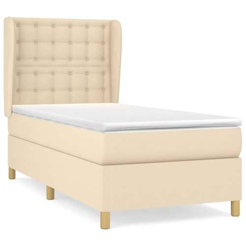 Krevet s oprugama i madracem krem 90 x 200 cm od tkanine - Krema 90 x 200 cm gumbi Cijena