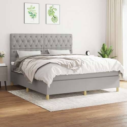 Krevet box spring s madracem svjetlosiva 160x200 cm tkanina - Svjetlosiva 160 x 200 cm Dizajn s gumbima Cijena