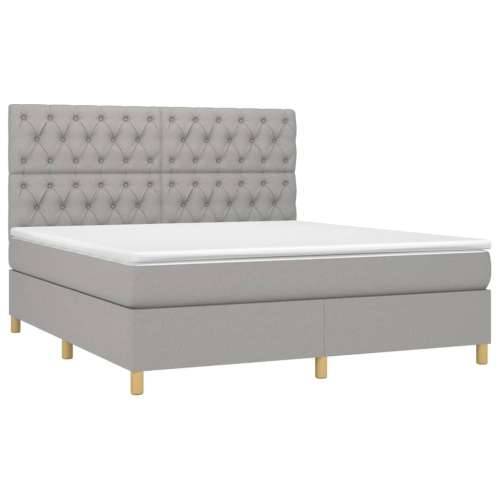 Krevet box spring s madracem svjetlosiva 160x200 cm tkanina - Svjetlosiva 160 x 200 cm Dizajn s gumbima Cijena