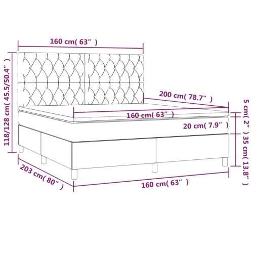 Krevet box spring s madracem svjetlosiva 160x200 cm tkanina - Svjetlosiva 160 x 200 cm Dizajn s gumbima Cijena