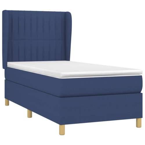 Krevet s oprugama i madracem plavi 90 x 200 cm od tkanine - Plava 90 x 200 cm Okomite pruge Cijena