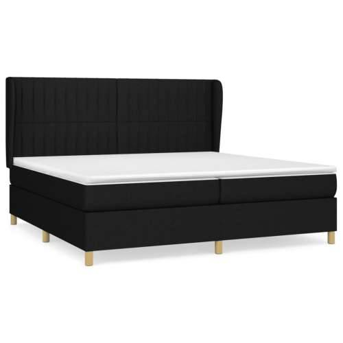 Krevet s oprugama i madracem crni 200x200 cm od tkanine - Crna 200 x 200 cm Okomite pruge Cijena