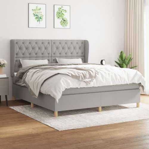 Krevet box spring s madracem svjetlosiva 160x200 cm tkanina - Svjetlosiva 160 x 200 cm Dizajn s gumbima Cijena