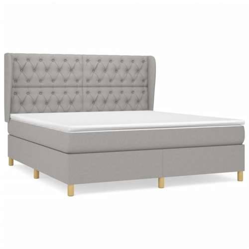 Krevet box spring s madracem svjetlosiva 160x200 cm tkanina - Svjetlosiva 160 x 200 cm Dizajn s gumbima Cijena