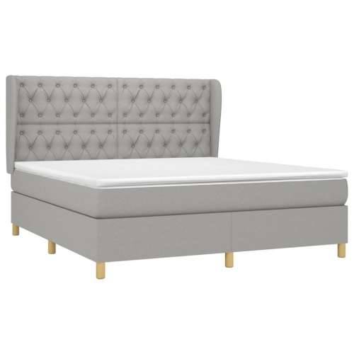 Krevet box spring s madracem svjetlosiva 160x200 cm tkanina - Svjetlosiva 160 x 200 cm Dizajn s gumbima Cijena