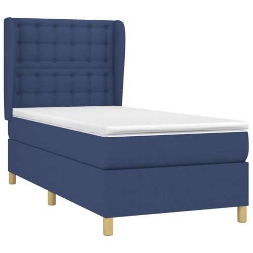 Krevet s oprugama i madracem plavi 90 x 190 cm od tkanine - Plava 90 x 190 cm gumbi Cijena