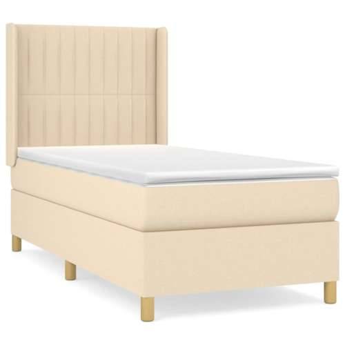 Okvir kreveta s oprugama i madrac krem 80x200 cm od tkanine - Krema 80 x 200 cm Okomite pruge Cijena