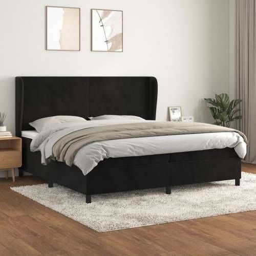 Krevet s oprugama i madracem crni 200x200 cm baršunasti - Crna 200 x 200 cm Gladak dizajn Cijena
