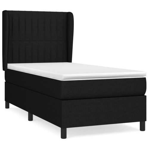 Krevet s oprugama i madracem crni 90x200 cm od tkanine - Crna 90 x 200 cm Okomite pruge Cijena