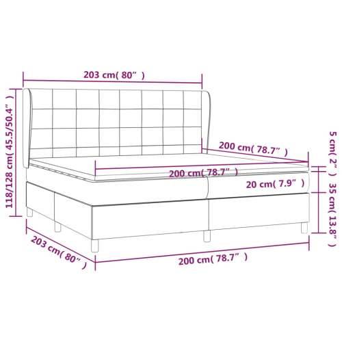 Krevet s oprugama i madracem krem 200 x 200 cm od tkanine - Krema 200 x 200 cm Blok s kvadratima Cijena