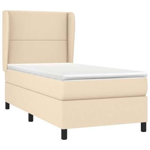 Krevet s oprugama i madracem krem 90 x 200 cm od tkanine - Krema 90 x 200 cm Obično s čavlima Cijena