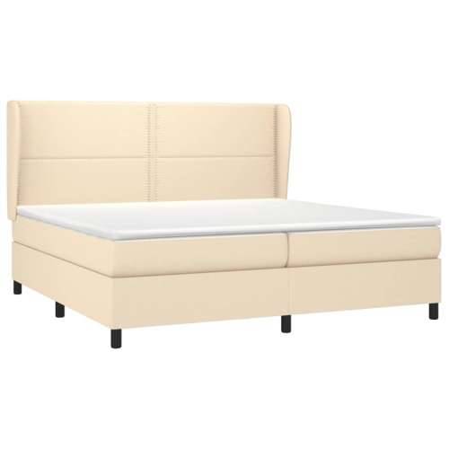 Krevet s oprugama i madracem krem 200 x 200 cm od tkanine - Krema 200 x 200 cm Obično s čavlima Cijena