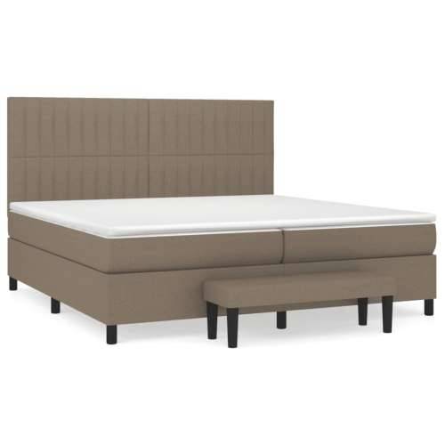 Krevet s oprugama i madracem smeđesivi 200x200 cm od tkanine - Sivo-smeđa 200 x 200 cm Okomite pruge Cijena