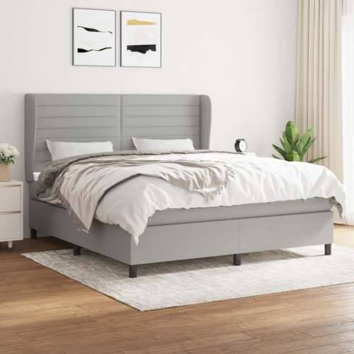 Krevet box spring s madracem svjetlosiva 160x200 cm tkanina - Svjetlosiva 160 x 200 cm vodoravne pruge Cijena