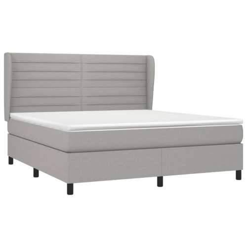 Krevet box spring s madracem svjetlosiva 160x200 cm tkanina - Svjetlosiva 160 x 200 cm vodoravne pruge Cijena