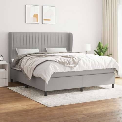 Krevet box spring s madracem svjetlosiva 160x200 cm tkanina - Svjetlosiva 160 x 200 cm Okomite pruge Cijena