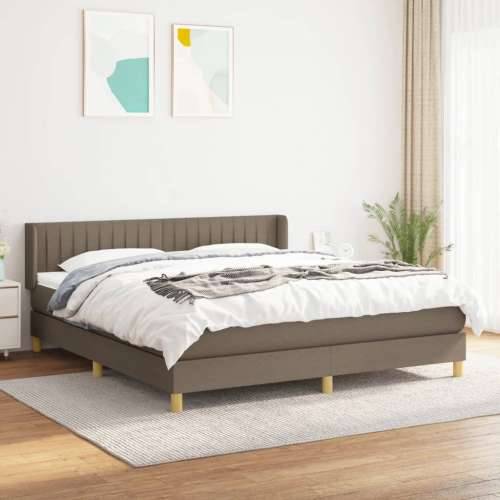 Krevet s oprugama i madracem smeđesivi 200x200 cm od tkanine - Sivo-smeđa 200 x 200 cm Okomite pruge Cijena