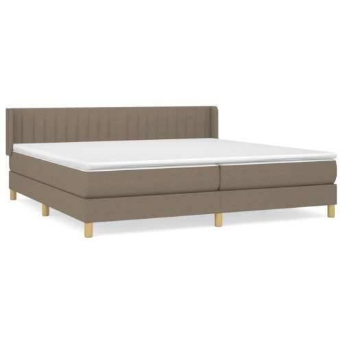 Krevet s oprugama i madracem smeđesivi 200x200 cm od tkanine - Sivo-smeđa 200 x 200 cm Okomite pruge Cijena