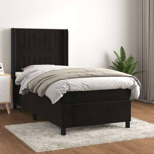 Box spring krevet s madracem crni 90x200 cm baršunasti - Crna 90 x 200 cm Okomite pruge Cijena