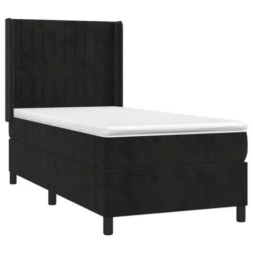 Box spring krevet s madracem crni 90x200 cm baršunasti - Crna 90 x 200 cm Okomite pruge Cijena